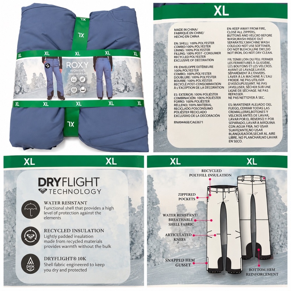 Roxy Men’s Snow Pants - Blue - XL